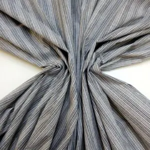 Cotton Fabric Mismatch Stripe Silver Thread Black