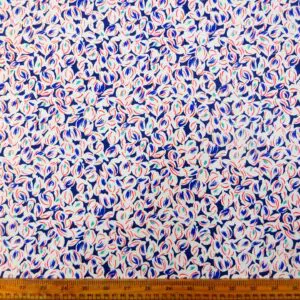 Cotton Fabric Scatter Floral White Royal Jade