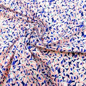 Cotton Fabric Scatter Floral White Royal Jade