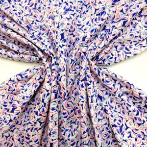 Cotton Fabric Scatter Floral White Royal Jade