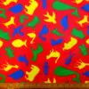 Cotton Fabric Abstract Animals Red