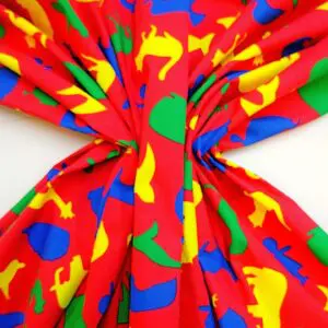 Cotton Fabric Abstract Animals Red