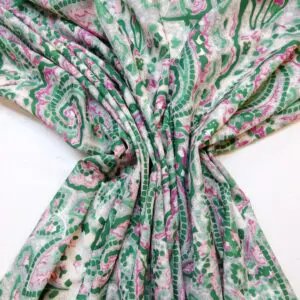 Crepe De Chine Fabric Mosaic Emerald/Pink