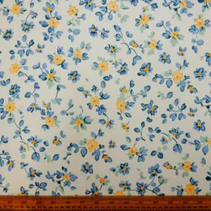 Crepe De Chine Fabric Floral Buttercup Maze Ivory