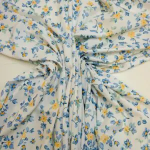 Crepe De Chine Fabric Floral Buttercup Maze Ivory