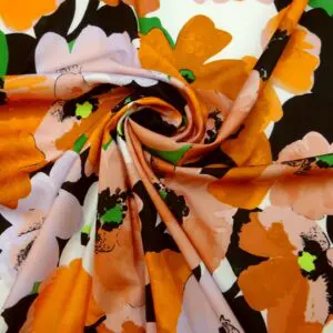 Crepe De Chine Fabric Floral Soho Pansy Ginger
