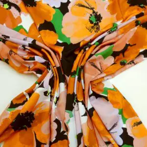 Crepe De Chine Fabric Floral Soho Pansy Ginger