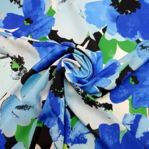 Crepe De Chine Fabric Floral Soho Pansy Royal