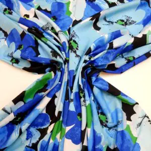 Crepe De Chine Fabric Floral Soho Pansy Royal