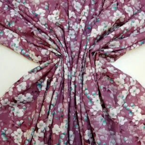 Crepe De Chine Fabric Floral Apple Blossom Dusky Pink
