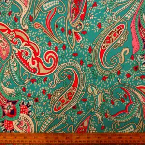 Crepe De Chine Fabric Oriental Swirl Jade