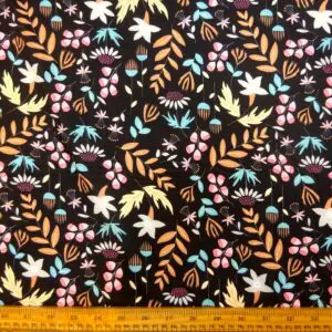 Crepe De Chine Fabric Urchin Floral Black