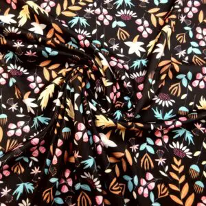 Crepe De Chine Fabric Urchin Floral Black