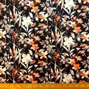 Crepe De Chine Fabric October Dried Florals Black