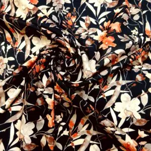 Crepe De Chine Fabric October Dried Florals Black