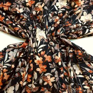 Crepe De Chine Fabric October Dried Florals Black