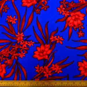 Crepe Fabric Jersey Fire Ferns Royal Red
