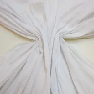 Polycotton Fabric Crinkly Wrinkly White
