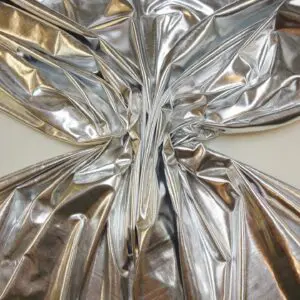 Lycra Spandex Fabric Mid Weight Foiled 4 Way Stretch Silver