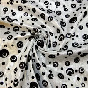 Lurex Fabric Glitter And Flock Moon Beam White Silver Black