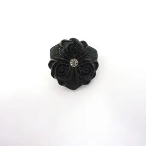 Buttons Shanked Diamante Clover Black