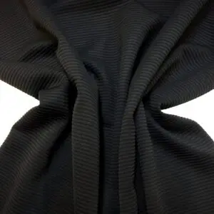 Jersey Fabric Plain Ribbed Black