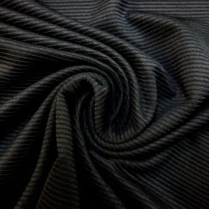 Jersey Fabric Plain Ribbed Black