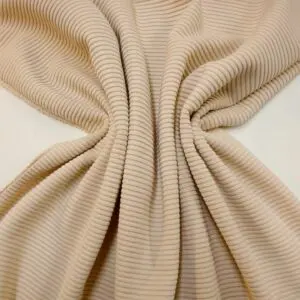 Jersey Fabric Plain Ribbed Dark Vanilla