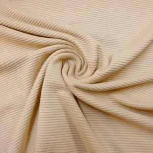 Jersey Fabric Plain Ribbed Dark Vanilla