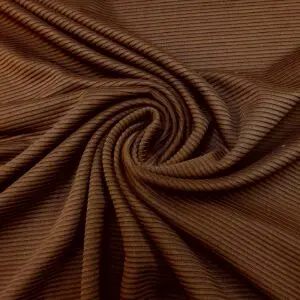 Jersey Fabric Plain Ribbed Chocolate Brown