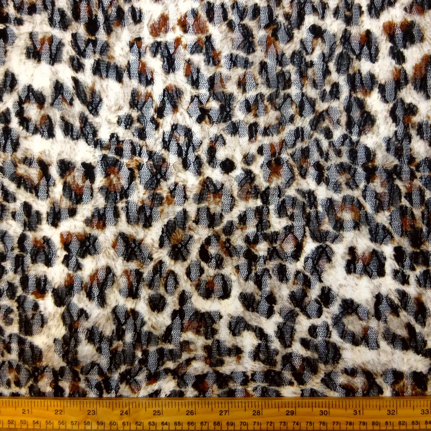 Lace Net Fabric With Stretch Growling Leopards Tan