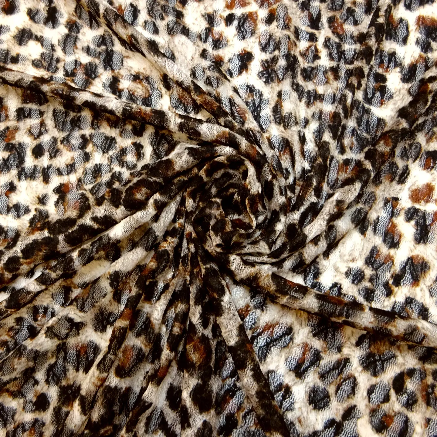 Lace Net Fabric With Stretch Growling Leopards Tan
