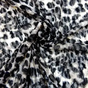Lace Net Fabric With Stretch Growling Leopards Grey