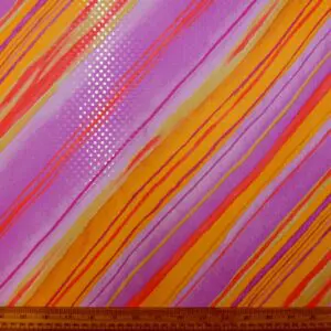 Lycra Fabric Dolly Diagonals With Clear Sequins Pink/Orange