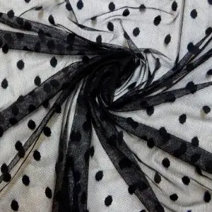 Net Fabric Stretch Mesh Raisin Spot Black