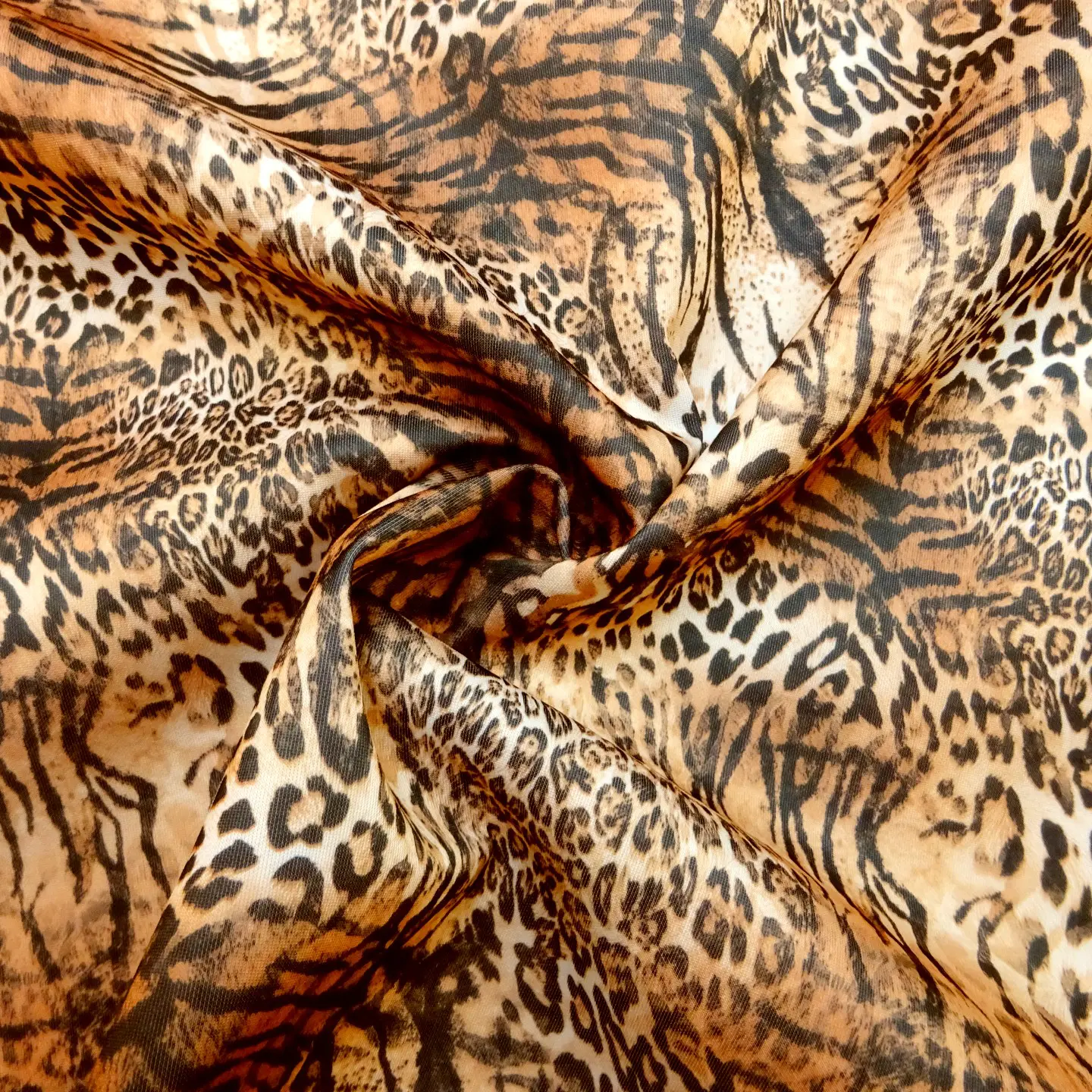 Scuba Jersey Fabric Animal Print Ocelot Milky Tan