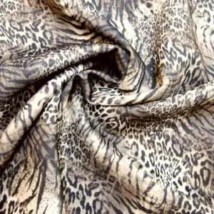 Scuba Jersey Fabric Animal Print Ocelot Grey Taupe