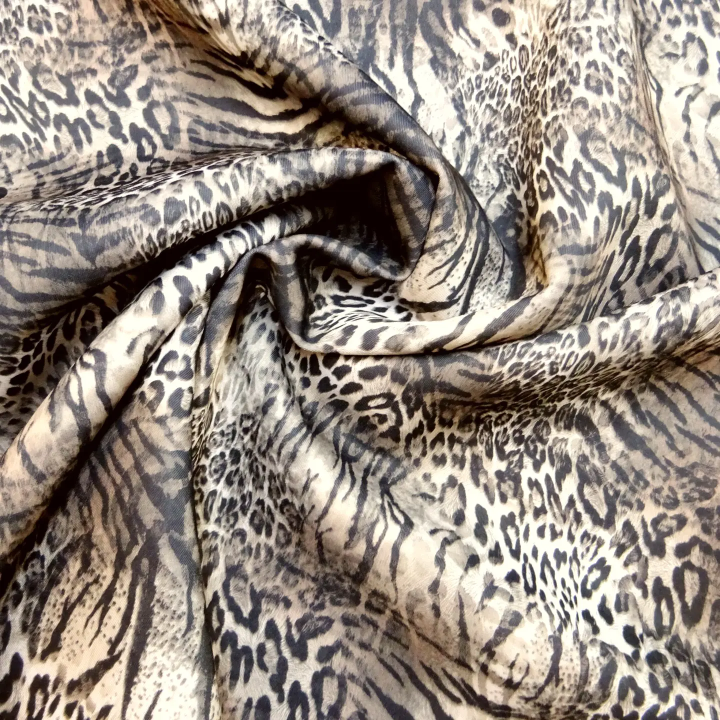 Scuba Jersey Fabric Animal Print Ocelot Grey Taupe