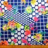 Scuba Jersey Fabric Spotty Checks Orchid Navy
