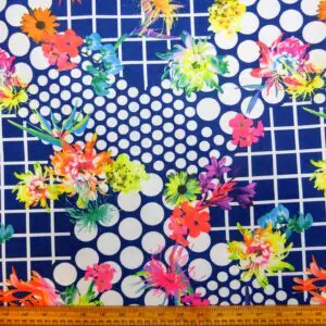 Scuba Jersey Fabric Spotty Checks Orchid Navy