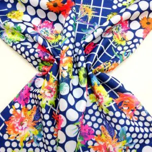 Scuba Jersey Fabric Spotty Checks Orchid Navy