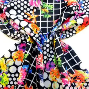 Scuba Jersey Fabric Spotty Checks Orchid Black