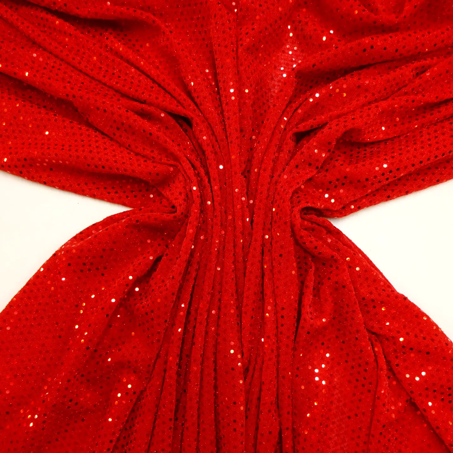Sequin Fabric On Jersey Sequin Discs On Glitter Speckles Red