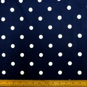 T-shirting Fabric Bamboo Viscose 1.5cm Spots Nautical Navy