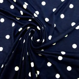 T-shirting Fabric Bamboo Viscose 1.5cm Spots Nautical Navy