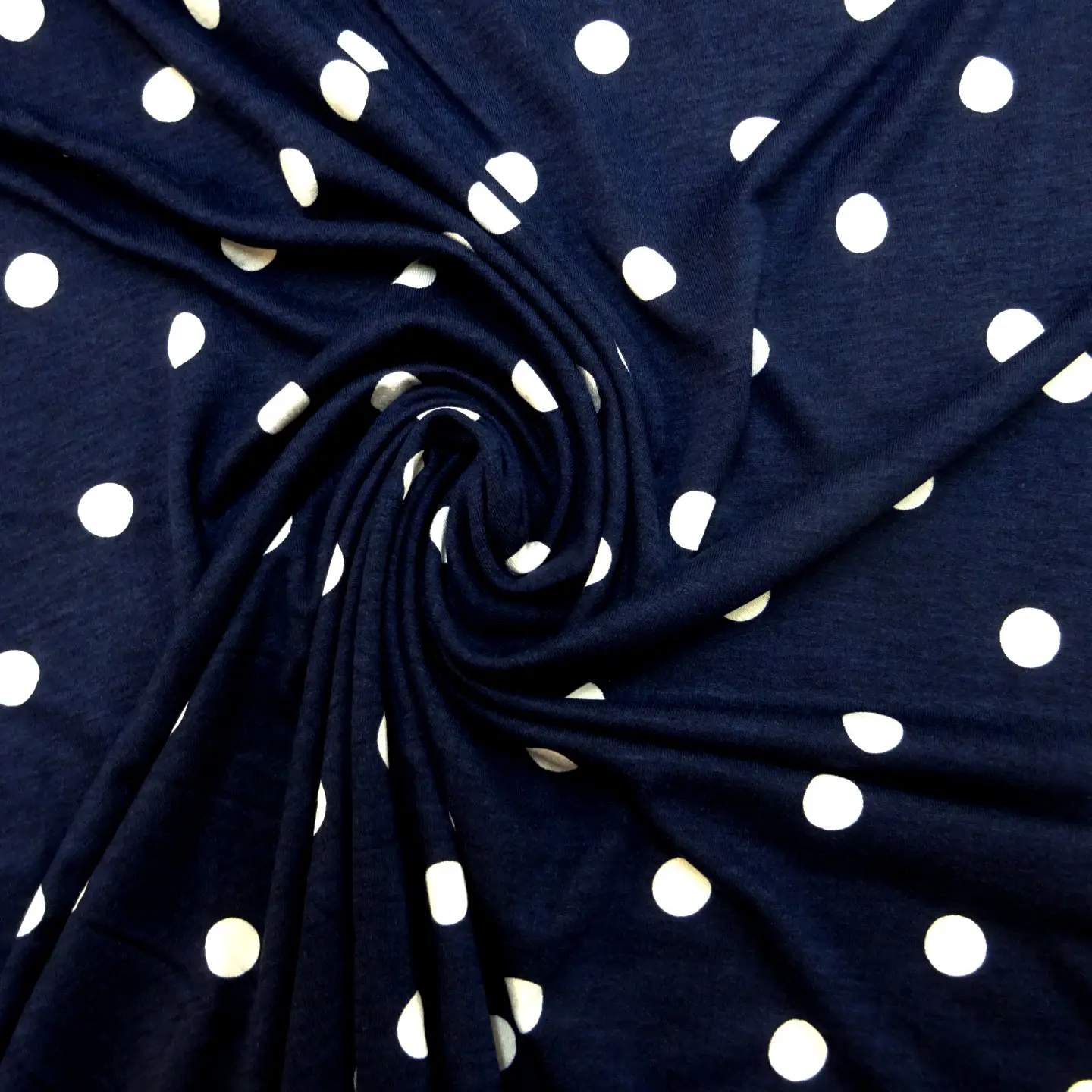 T-shirting Fabric Bamboo Viscose 1.5cm Spots Nautical Navy