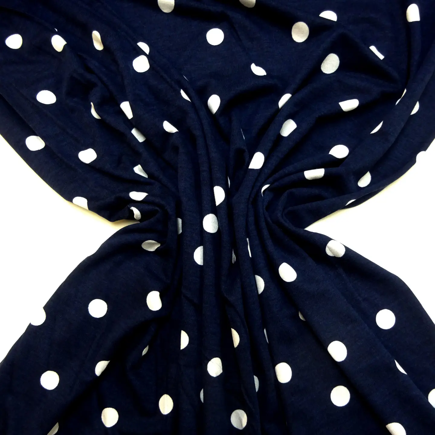 T-shirting Fabric Bamboo Viscose 1.5cm Spots Nautical Navy