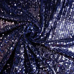Velour Fabric French Origin Shiny Sequins Navy