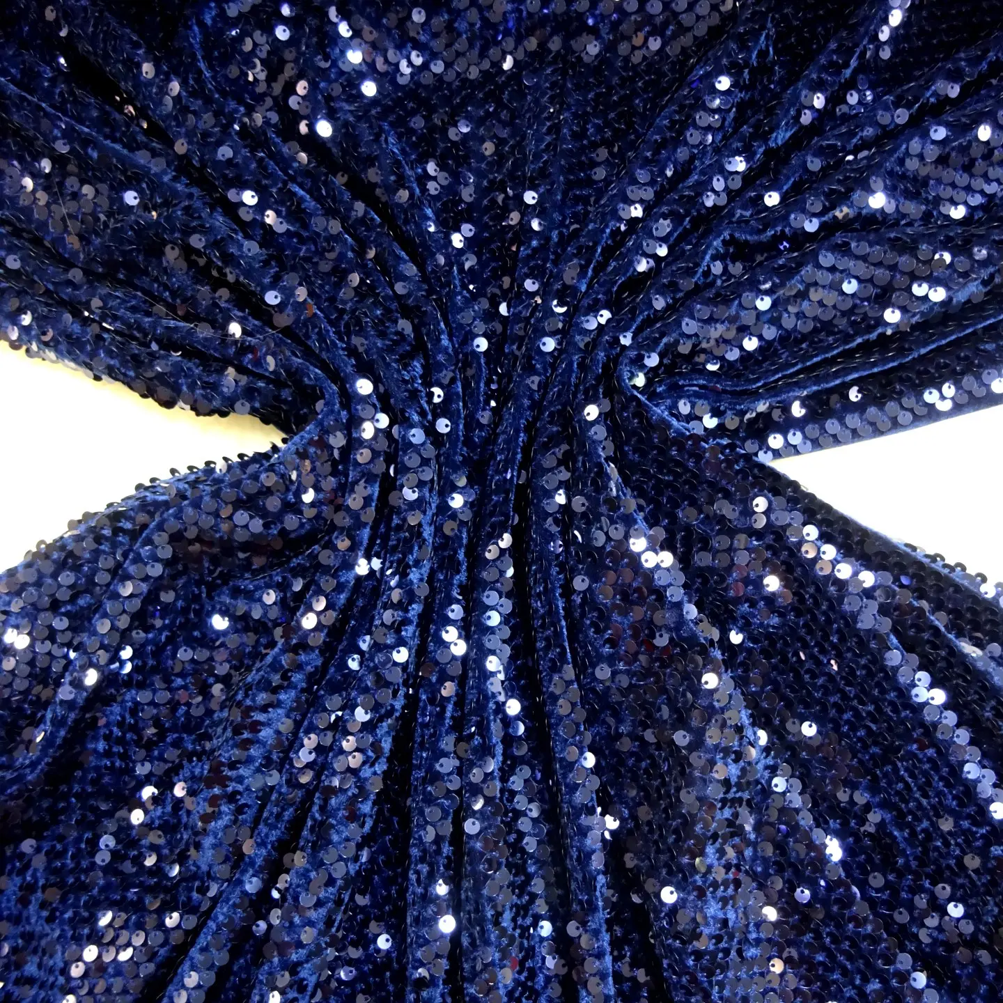Velour Fabric French Origin Shiny Sequins Navy