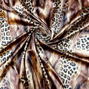 Velour Fabric Animal Print Tribal Tech Rust